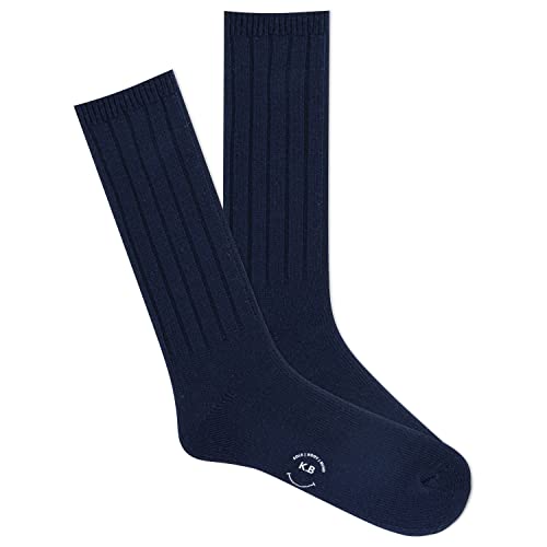 K. Bell Socks Classic Comfort Fit Ribbed, Navy, Men's Shoe Size: 6.5-12