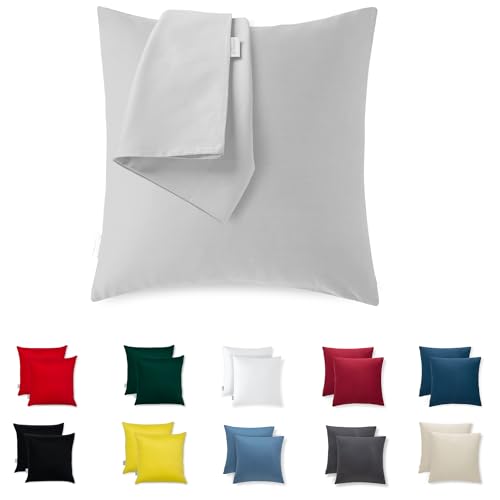Flowen Fundas de Cojin 45x45 100% Algodón Juego de 2 Funda de Almohada Sofá Decorativas con Cremallera Invisible Tejido Suave y Lavable Antiácaros Transpirable Hipoalergénico para Cama y Silla