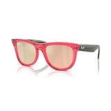 Ray-Ban Wayfarer Reverse RBR0502S 67132O 53MM Transparent Red/Plastic Lens Light Gold Mirror Square Sunglasses for Men for Women + BUNDLE With Designer iWear Complimentary Eyewear Kit