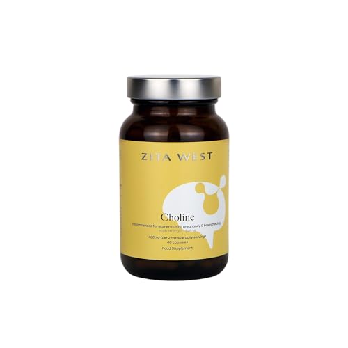 Zita West Choline Supplement - 400mg Choline Bitartrate for Pregnancy & Postnatal Support 60 Capsules (1 Month Supply)
