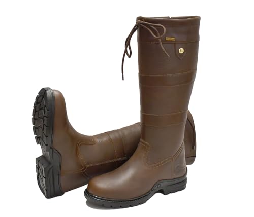 Rhinegold Beaumont Women's Country Boots (Size 5 - Wide Fit) 100% Leather Waterproof Winter Boots with Thermal Lining. Waterproof Boots with Gusset & Drawstring Fastening. Waterproof Yard Boots Women.