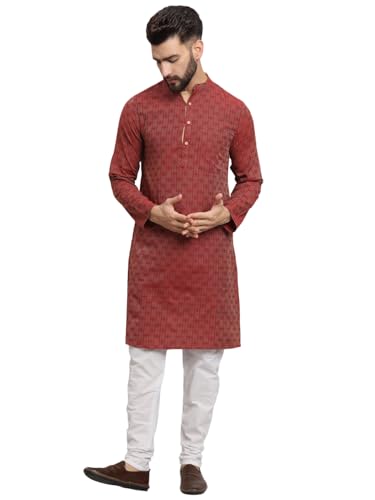 LATEST CHIKAN Men's Cotton Regular Striped Knee Lenght Kurta Full Sleeves