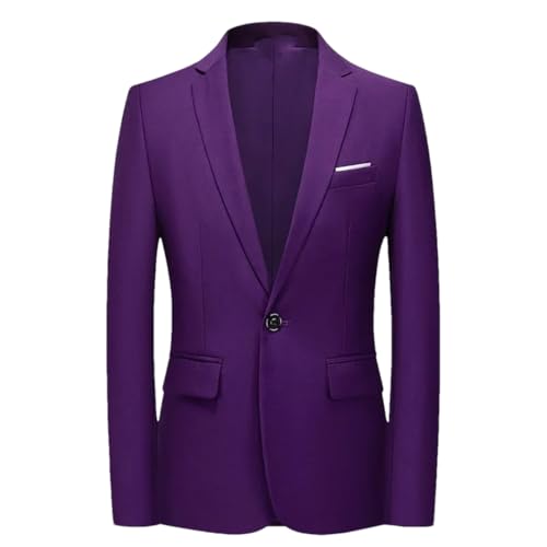 Men Solid Color Business Casual Blazer One Button Slim Fit Wedding Suit Jacket