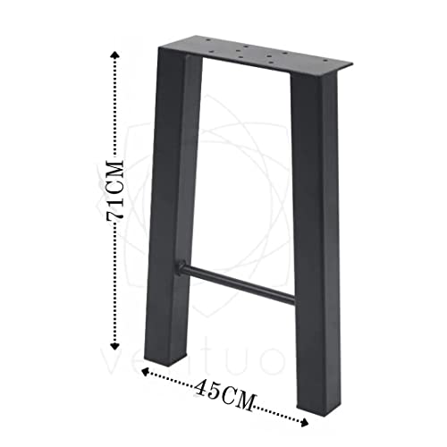 Image of Set of 2 Metal Table Legs - Modern Industrial H-Shape Steel Legs for Dining Table Desk Kitchen Island & Workbench Heavy-Duty Powder-Coated Frame for DIY Custom Tables