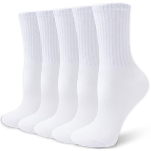 VoJoPi Crew Socks for Women 5 Pairs Cotton Calf Lightweight Socks