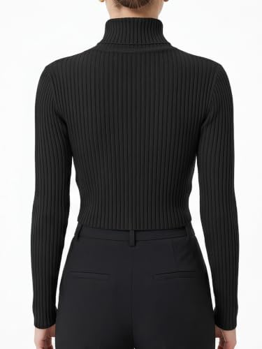 Image of MixMatchy Women's Cropped Ribbed Turtleneck Sweater
