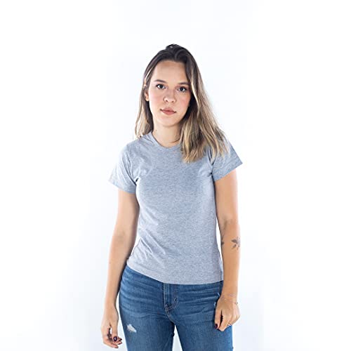 Kit 5 Baby Look 100% Algodão (Azul Marinho, Cinza Mescla, Pink, Preto, Roxo, G)