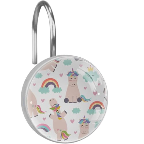 Eslifey - Ganchos para Cortina de Ducha, diseño de Hojas de Paraguas, 12 Unidades, Acero Inoxidable, Style10, 3.7x3.7cm