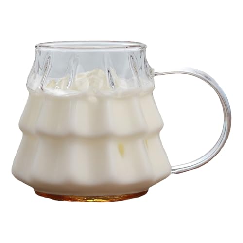 Taza de cristal para árbol de Navidad, taza de leche de cristal, taza de café con árbol de Navidad, bonita taza de té para mujeres, niños, niñas, hombres, apta para lavavajillas
