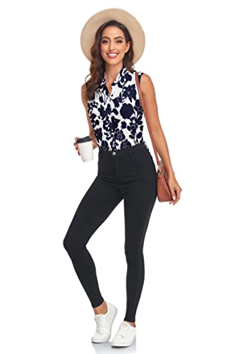 Women's Sleeveless Polo Golf Shirts Button Down Shirt Dressy Casual #TOP5