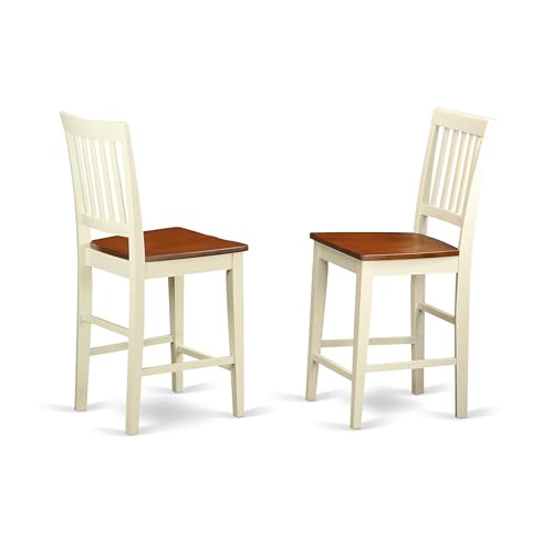 Butaco East West Furniture Vernon de altura para barra, madera, acabado buttermilk y cerezo, juego de 2