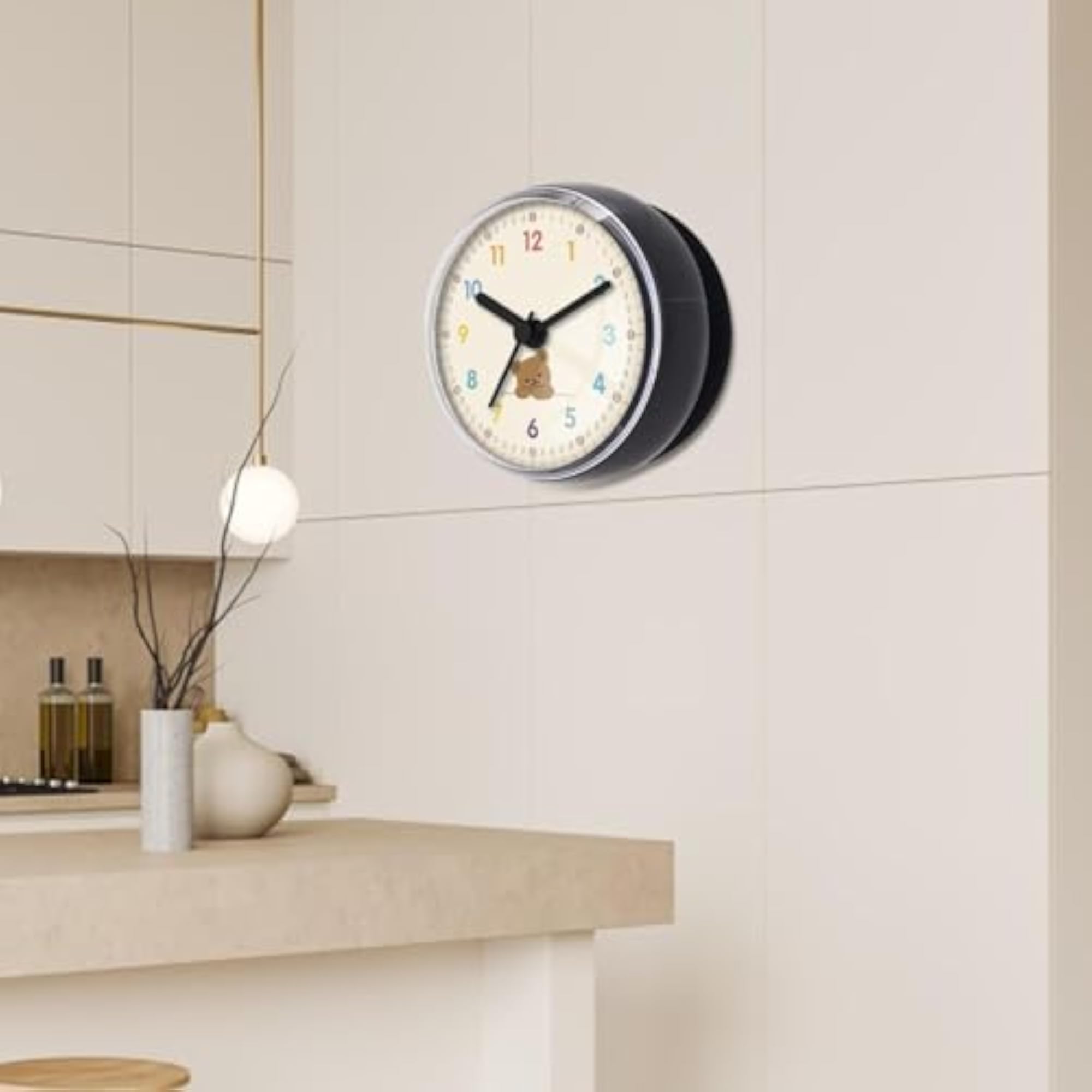 Shower Clock with Suction Cup, Compact Modern Design