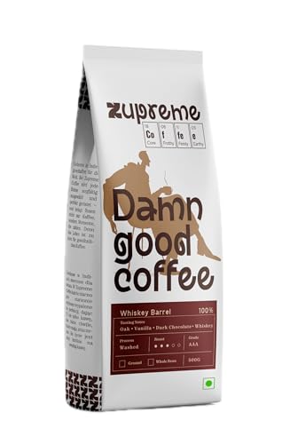 Image of Zupreme Premium Coffee Whisky Barrel Aged | Premium Specialty Coffee Beans | Oak Barrel Infused | Rich, Smooth & Aromatic | Freshly Roasted | Limited Edition Coffee | 500 Grams