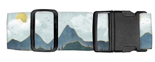 Luggage Straps for Suitcases Travel Belt Accessories, Cute Suitcase Strap, Adjustable Luggage Belt Strap, Heavy Duty with Quick-Release Buckle Luggage Strap Cute Drawing Mountain