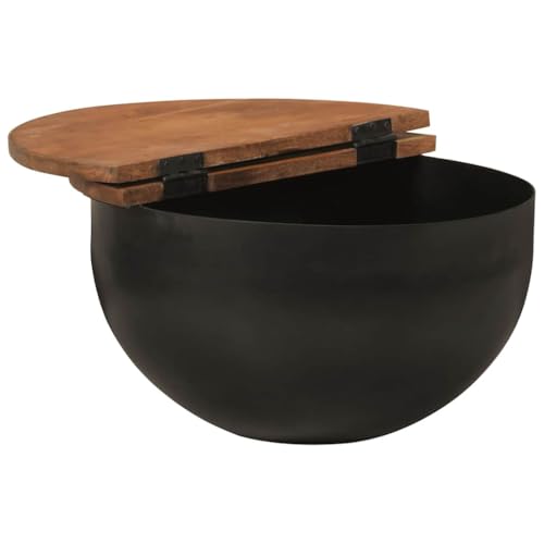 Table Basse en Bois de Récupération Massif et Piètement Métal - 4