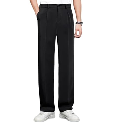 Fleurosta Mens Pants, Easemotions - Super Stretch Ice Silk Comfort Everyday Pants, Slim Fit Straight Leg Dress Trousers