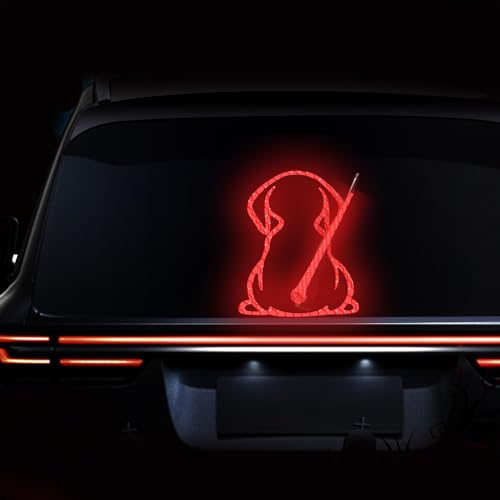 Image of Dog Decal Vinyl Sticker, Rear Wiper Decal Cute Dog Moving Tail Wiper Decals Reflective Stickers Windshield Wiper Stickers Window Wiper Decals Tags for Rear Vehicle Wipers (Red)