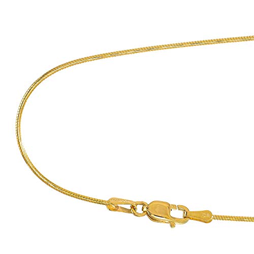 14K Solid Yellow Gold 0.9 Mm Round Snake Chain Necklace, Lobster Claw Clasp - 18 Inches, 3.9Gr. #TOP3