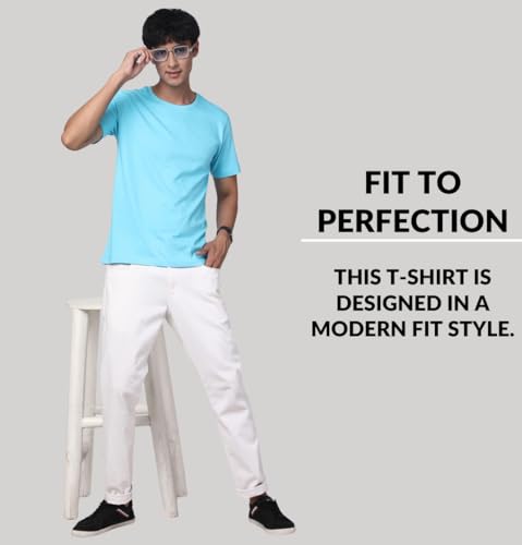 Image of ADRO Men's Cotton Regular Fit Combo Plain Solid T-Shirt Pack of 2