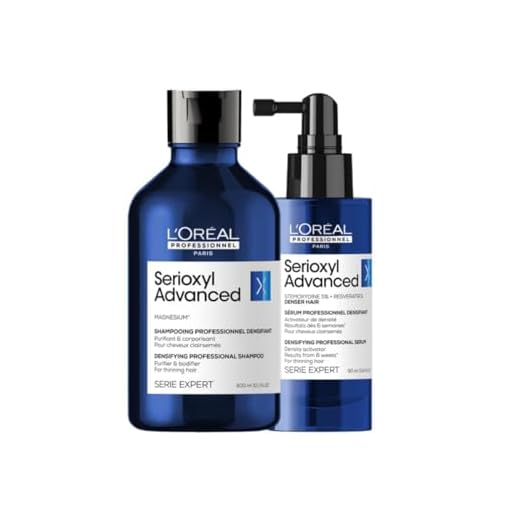 L’Oréal Professionnel, Rutina fortalecedora de Serioxyl Advanced Density Activator, Con Sérum y Champú enriquecidos con activos dermatológicos para cabello fino y con poca densidad, 90 ml + 300 ml