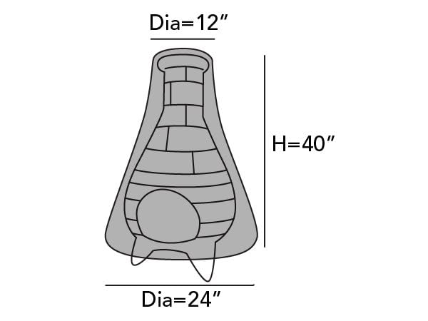 Covermates Chiminea Cover - Light Weight Material, Weather Resistant, Elastic Hem, Grill and Heating, 24DIAMETER x 40H, Black