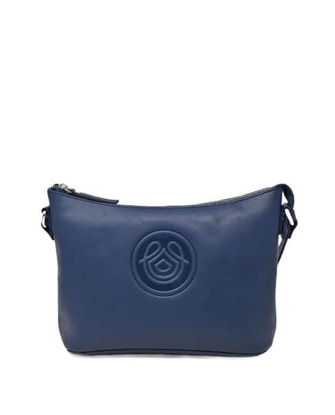 Laura Valle Bolso Bandolera Mujer Piel Auténtica Modelo DALLA – Bolsos de Piel Autentica Mujer Elegantes y Funcionales – Bolso de Verano Mujer Pequeño (Azul)