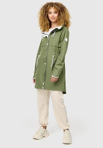 Navahoo Leichter Damen Übergangsmantel Langer Parka mit Kapuze Xankaa Dusty Olive Gr. L