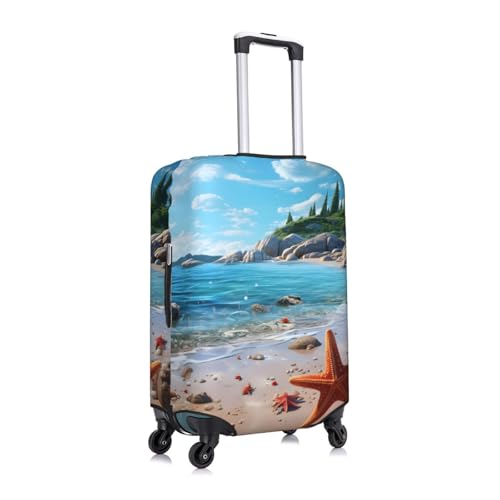 Beach Starfish Print Travel Luggage Cover for Suitcase Anti-Scratch Fashion Suitcase Protector Washable Elastic Baggage Covers Fits 22-24 Inch Luggage for Travel Beach Holiday2