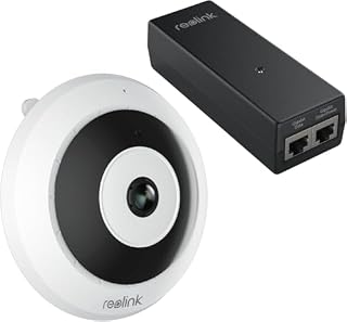 REOLINK PoE IP Fisheye Camera Bundle with PoE Injector, One Cable Offer Both Power and Data, 360° View, No Monthly Fee, 6MP Indoor Camera for Home/Office Security