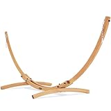 Lazy Daze Hammocks 10.5 FT Outdoor Arc Wood Hammock Stand, 2 Person Hard Pine Wood Hammock Stand with Carabiners and Chains for Patio Indoor Outdoor Garden Poolside, 300lb Capacity, Natural