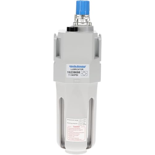 PRO SOURCE Standard Compressed Air Lubricator: Aluminum Body, Polycarbonate Bowl, 1/2 NPT