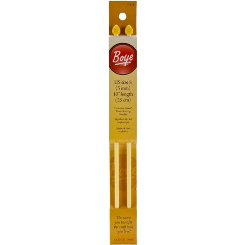 Boye 3241008008M Plastic Straight Knitting Needles Set, US Size 8, 10