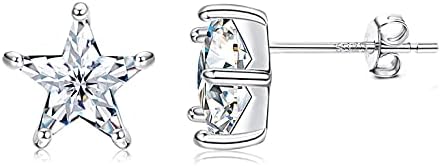 Sllaiss Sterling Silver Star Stud Earrings Cute CZ Stud Earrings for Women Men Dainty Earrings Stud Jewelry Gifts(Star)