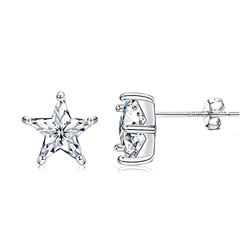 Sllaiss Sterling Silver Moon Star Flower CZ Stud Earrings Cute Music Note Earrings for Women Men Dainty Cubic Zirconia Earrings Stud Jewelry Gifts