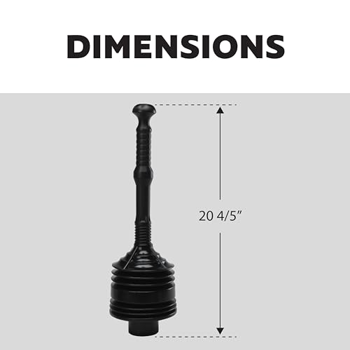 Image of Waxman PlumbCraft 5.5-in. Diameter Black Plastic Bellows Plunger 7505900, Heavy Duty Toilet Plunger for Households, Accordion Plunger to Unclog Toilet, Toilet Bowl Plunger with Ergonomic Handle