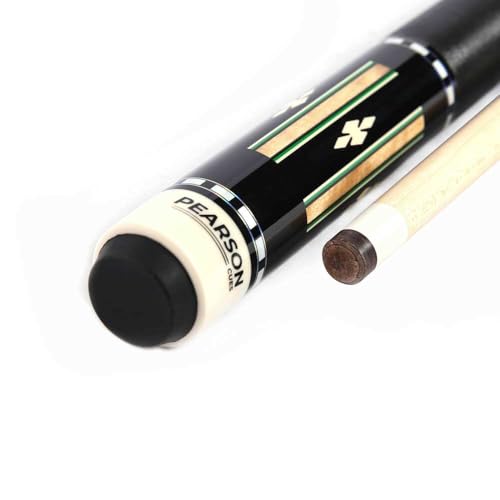PEARSON Cues Prestige Series Pool Cue – 58” Maple Wood, Low-Deflection Shaft, Quick Release Joint | Professional Billiard Stick for Serious Players & Tournament Play, 19 Oz. Black, Maple, Green