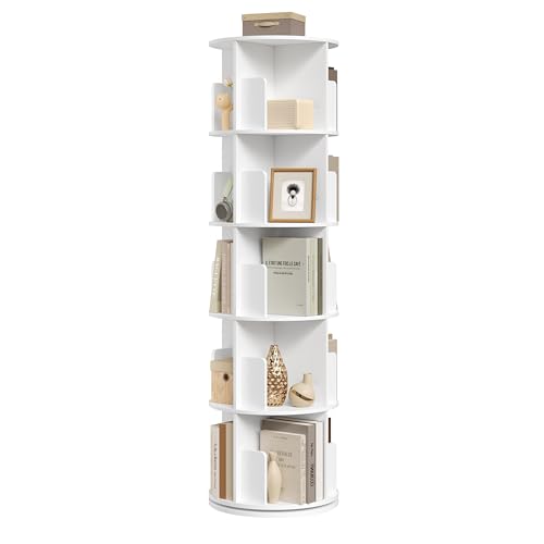 EUGAD Bibliothèque Tournante 5 Niveaux, Étagère Livre Ronde avec 20 Compartiments pour Salon, Bureau et Chambre...