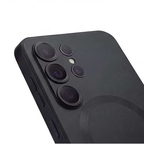 Image of amazon basics Premium Mag-Safe Case for Samsung Galaxy S25 Ultra 5G | Shockproof & Anti-Scratch Cover | Soft Silicone with Wireless Charging | Camera Lens Guard - Black