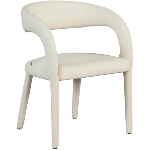 Meridian Furniture 987Cream-C Sylvester Collection Modern | Contemporary Vegan Leather Upholstered Dining Chair with Rounded Back, 23.5' W x 22' D x 31' H, Cream