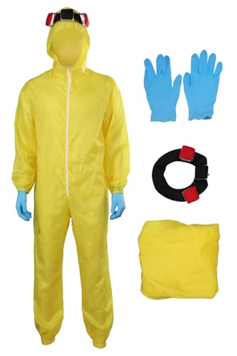 Yulefly Walter White Kostüm Karneval Kostüm Herren Kapuze Schutzanzug Halloween M