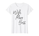 Damen Wife Mom Boss - Mittertags Mom Life Spruch - beste Mama T-Shirt