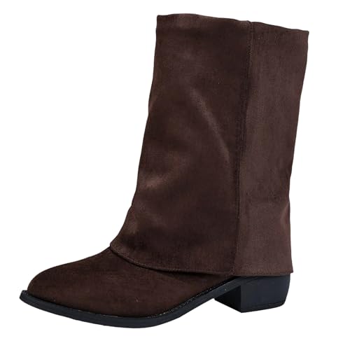 Bottines en daim pour femme bout pointu talon bloc moyen et bottes d'automne hautes