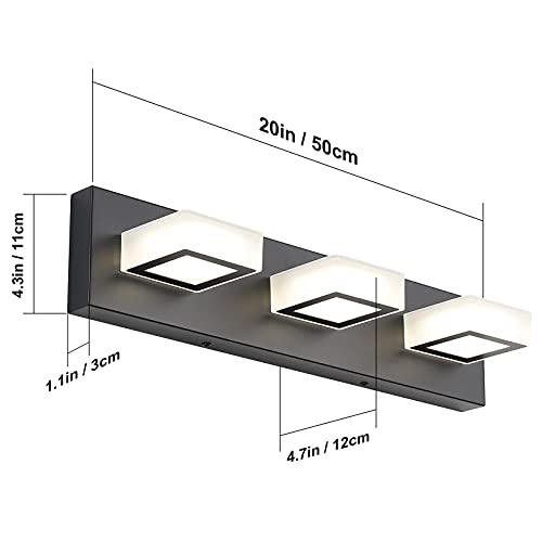 Image of Ralbay Black Bathroom Vanity Lights 3 Lights Acrylic Modern LED Black Vanity Lights for Bathroom (Natural White Light)