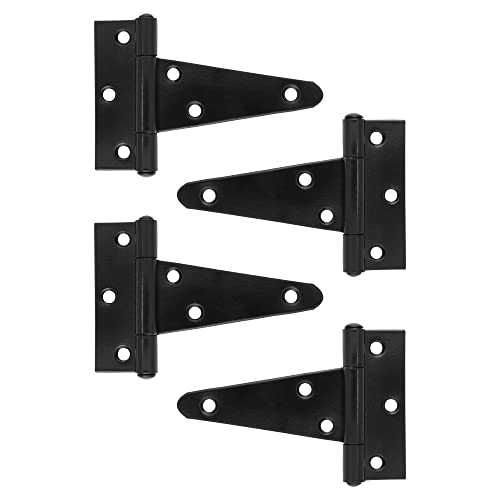 Image of Design House 189373-MB T-Hinge 4 inch x 2.5 inch for Gate or Shutter 4-Pack Matte Black
