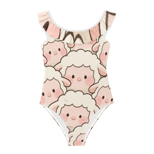 Traje de baño para niñas SyXIOP suave con volantes de ovejas para piscina 3-6 años