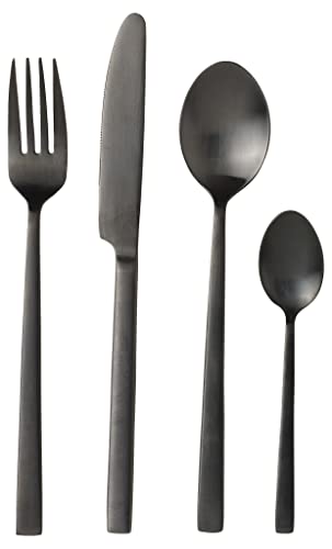 BITZ Besteck-Set/Essbesteck-Set für 4 Personen, 16-teilig, Besteck aus Edelstahl, Mattschwarz