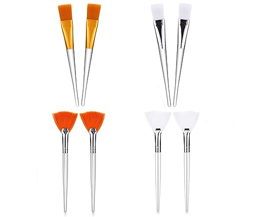 8pcs Cepillos de Máscara de Abanico,Brocha para Mascarilla Facial, Cepillos Aplicadores Facialesl,Máscara Facial Brochas Facial para Cara Aplicador con Mango de Plástico,para Crema de Mascarilla Barro