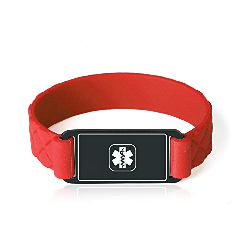Silicone Bracelet Medical Alert ID Bracelet Sports Emergency Wristband for Women and Men, Free Engraving