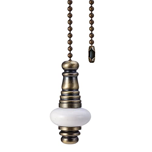 Image of Ceiling Fan Pull Chain 12 inch Ceramic White Pull Chain Extension Fan Chain Extender Ceiling Fan Pulls Ornament with Ball Fan Chain Connector for Ceiling Fan Light, 1PCS (Ceramic White)