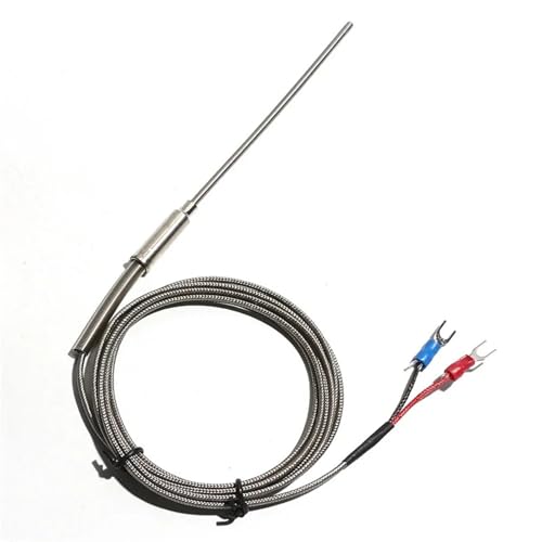 Termopar tipo K flexible con sonda de 200mm y cable trenzado aislado de acero